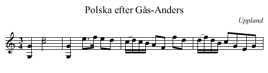 Polska efter Gås-Anders - staff notation
