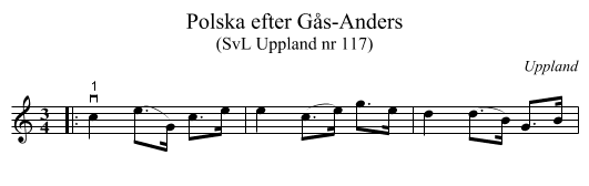Polska efter Gås-Anders - staff notation