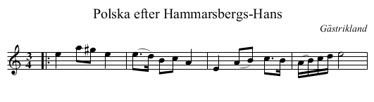 Polska efter Hammarsbergs-Hans - staff notation