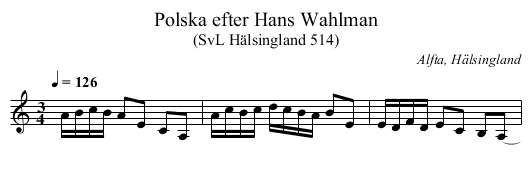 Polska efter Hans Wahlman - staff notation
