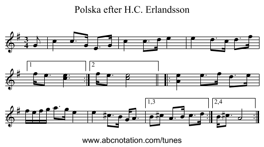 Polska efter H.C. Erlandsson - staff notation