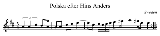 Polska efter Hins Anders - staff notation