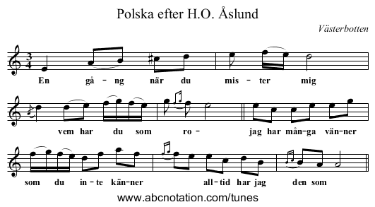 Polska efter H.O. Åslund - staff notation