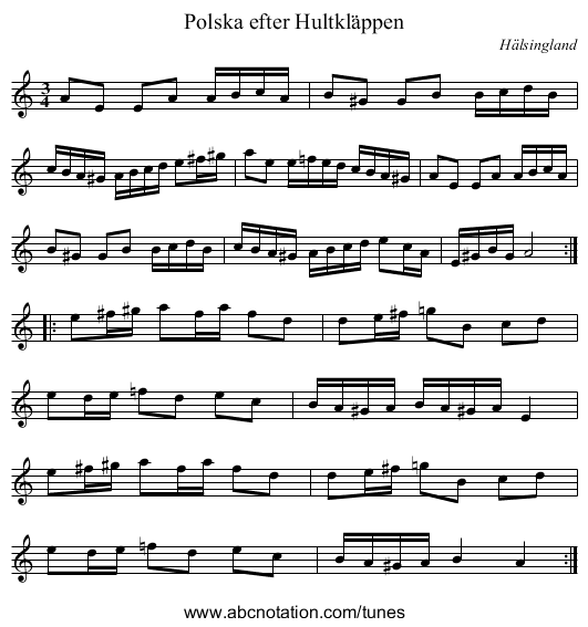 Polska efter Hultkl&auml;ppen - staff notation