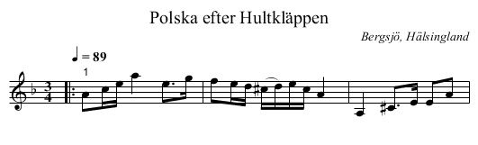 Polska efter Hultkläppen - staff notation