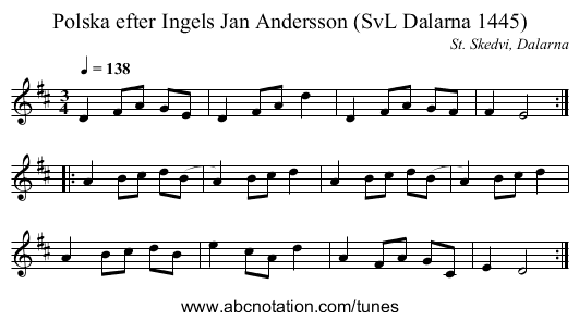 Polska efter Ingels Jan Andersson (SvL Dalarna 1445) - staff notation