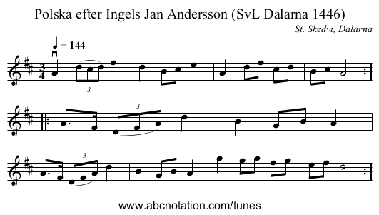 Polska efter Ingels Jan Andersson (SvL Dalarna 1446) - staff notation