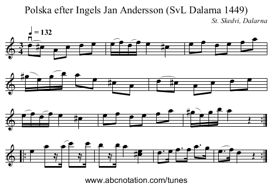 Polska efter Ingels Jan Andersson (SvL Dalarna 1449) - staff notation