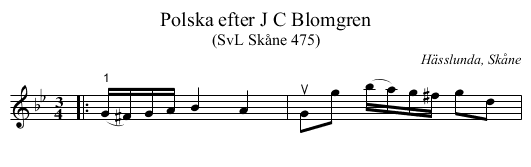 Polska efter J C Blomgren - staff notation