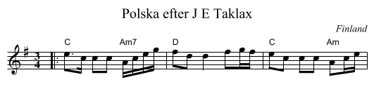 Polska efter J E Taklax - staff notation
