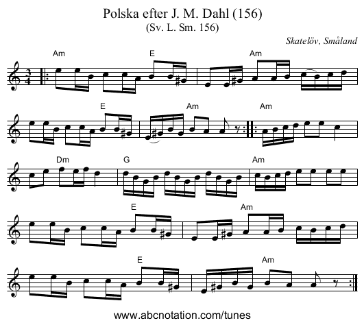 Polska efter J. M. Dahl (156) - staff notation