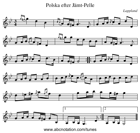Polska efter Jämt-Pelle - staff notation