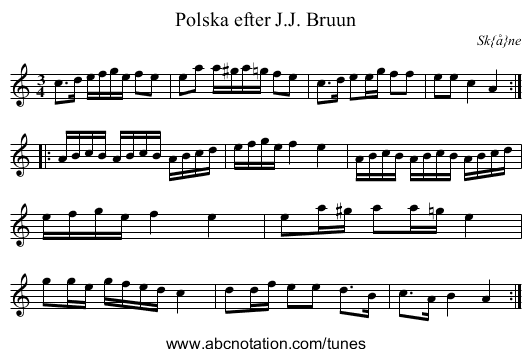 Polska efter J.J. Bruun - staff notation