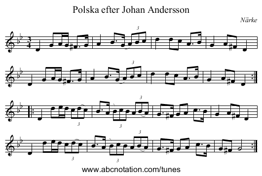 Polska efter Johan Andersson - staff notation