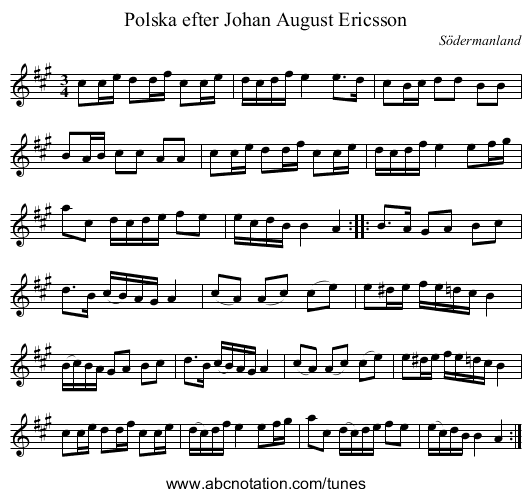 Polska efter Johan August Ericsson - staff notation