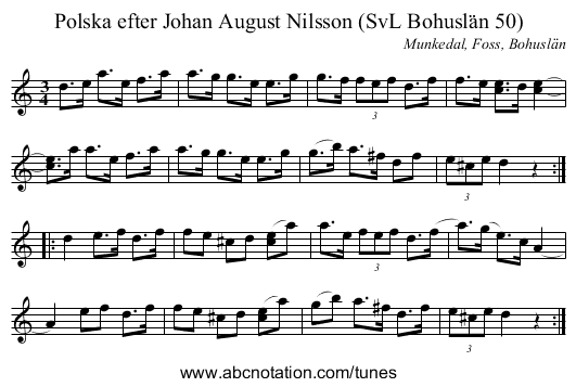 Polska efter Johan August Nilsson (SvL Bohuslän 50) - staff notation