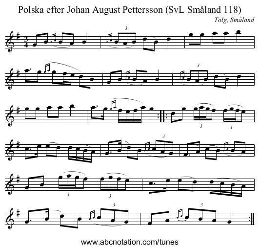 Polska efter Johan August Pettersson (SvL Småland 118) - staff notation