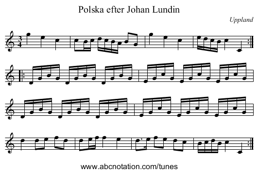 Polska efter Johan Lundin - staff notation