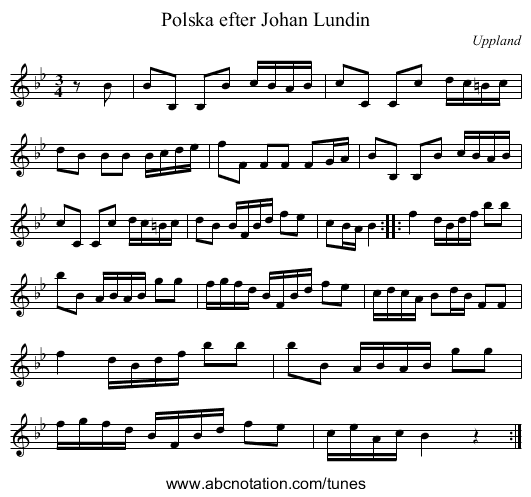 Polska efter Johan Lundin - staff notation