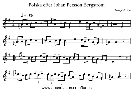 Polska efter Johan Persson Bergström - staff notation