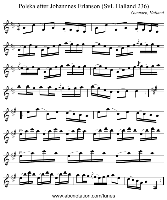 Polska efter Johannnes Erlanson (SvL Halland 236) - staff notation
