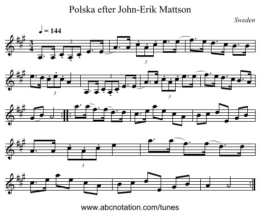 Polska efter John-Erik Mattson - staff notation