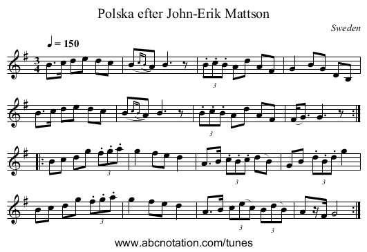 Polska efter John-Erik Mattson - staff notation