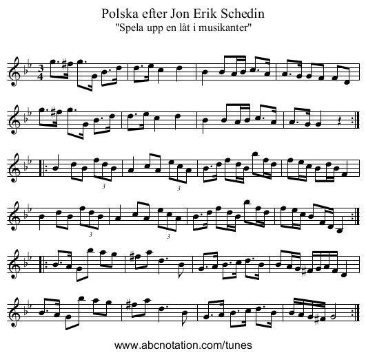 Polska efter Jon Erik Schedin - staff notation