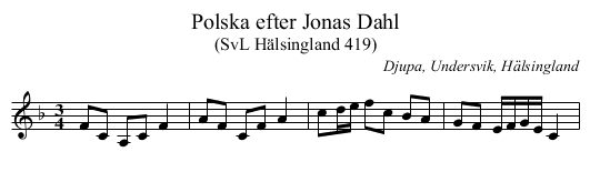 Polska efter Jonas Dahl - staff notation