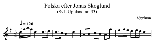 Polska efter Jonas Skoglund - staff notation