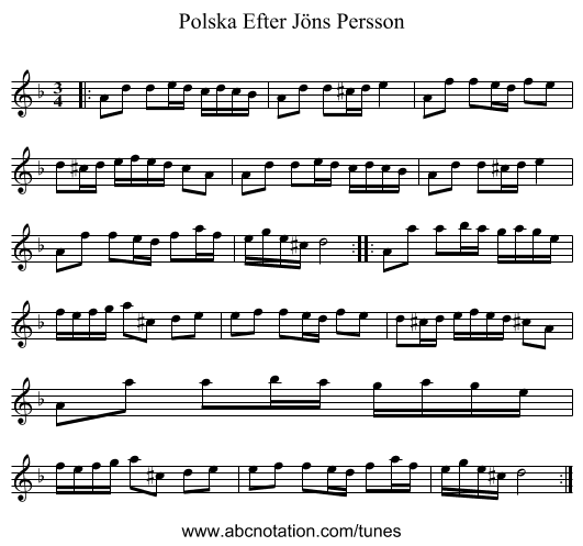 Polska Efter Jöns Persson - staff notation