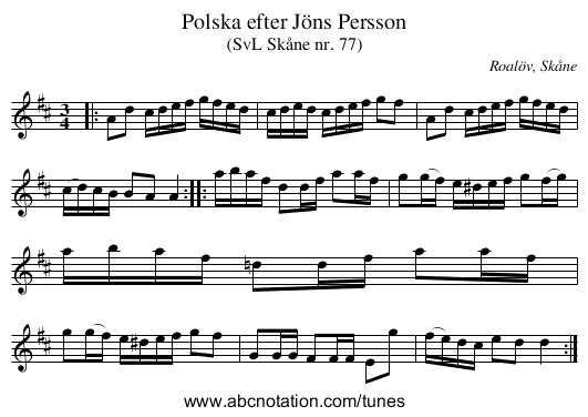 Polska efter Jöns Persson - staff notation