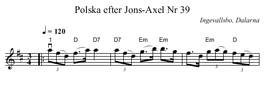 Polska efter Jons-Axel Nr 39 - staff notation