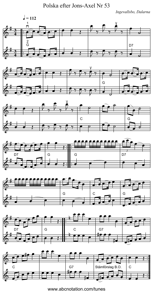 Polska efter Jons-Axel Nr 53 - staff notation
