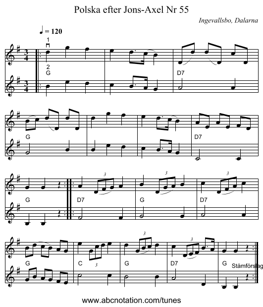 Polska efter Jons-Axel Nr 55 - staff notation