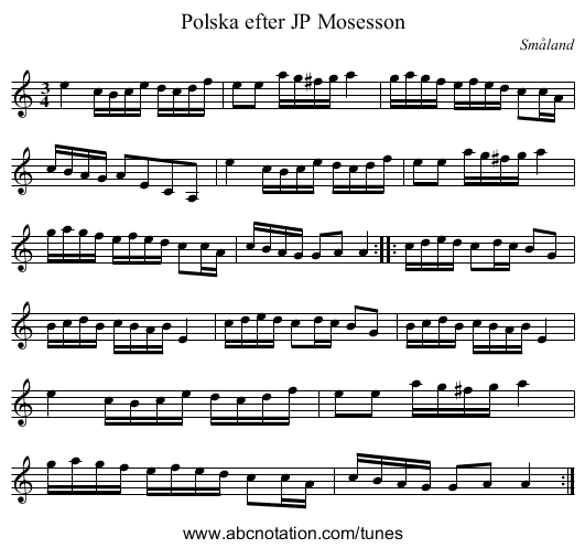 Polska efter JP Mosesson - staff notation