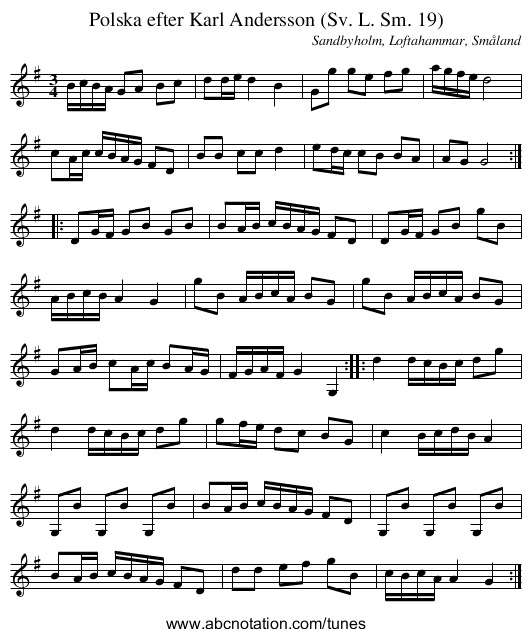 Polska efter Karl Andersson (Sv. L. Sm. 19) - staff notation