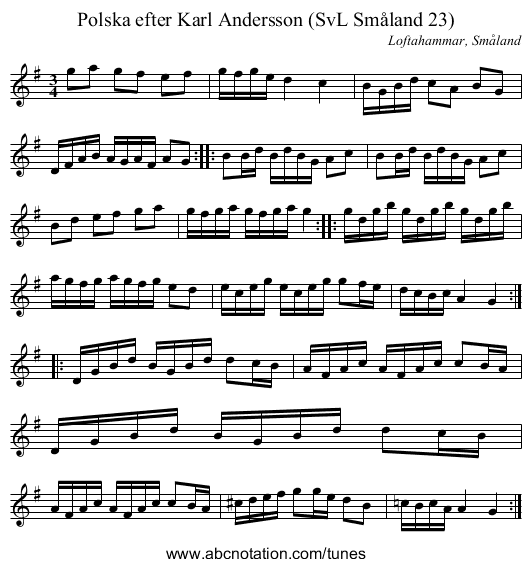 Polska efter Karl Andersson (SvL Småland 23) - staff notation