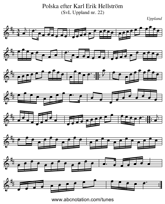 Polska efter Karl Erik Hellström - staff notation