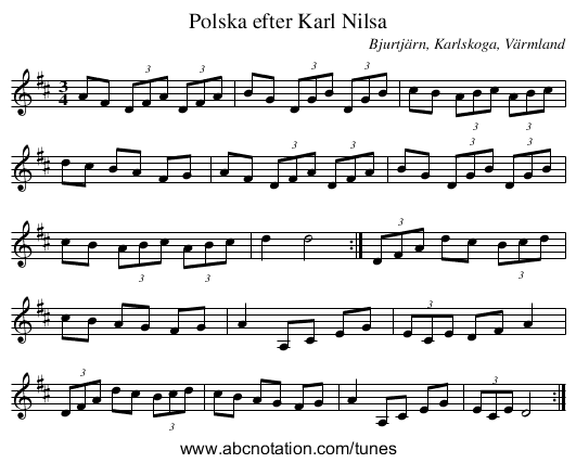 Polska efter Karl Nilsa - staff notation