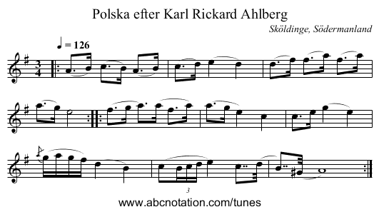 Polska efter Karl Rickard Ahlberg - staff notation
