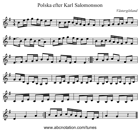 Polska efter Karl Salomonsson - staff notation