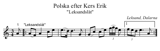 Polska efter Kers Erik - staff notation