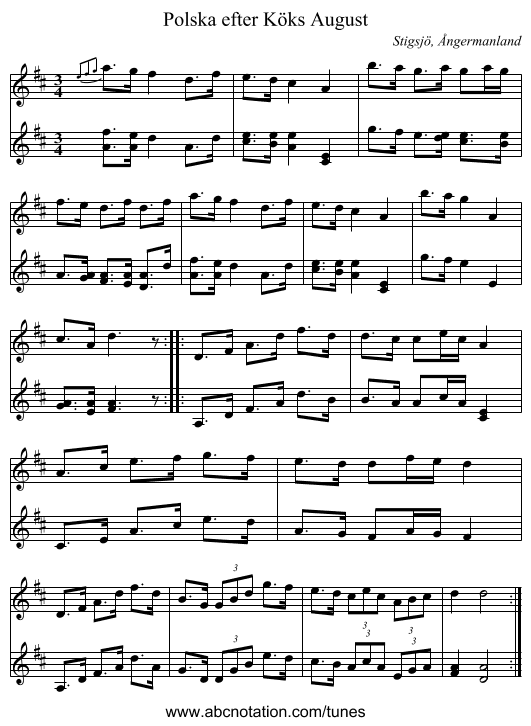 Polska efter Köks August - staff notation