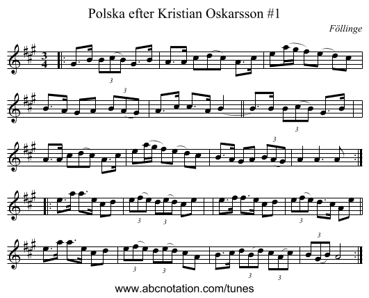 Polska efter Kristian Oskarsson #1 - staff notation