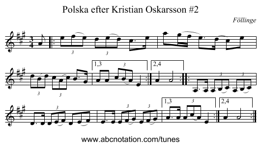 Polska efter Kristian Oskarsson #2 - staff notation