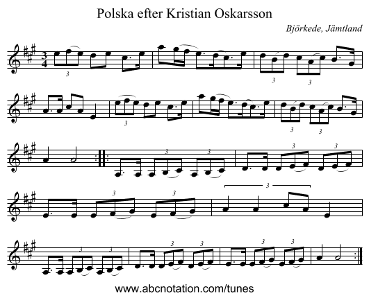 Polska efter Kristian Oskarsson - staff notation
