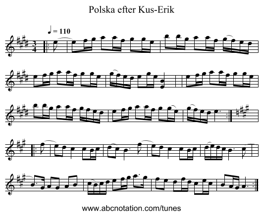 Polska efter Kus-Erik - staff notation