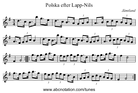 Polska efter Lapp-Nils - staff notation