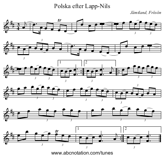 Polska efter Lapp-Nils - staff notation
